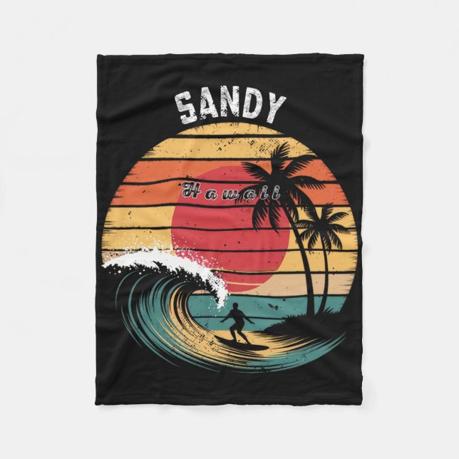 Sandy Beach Hawaii Beach Surfing  Fleece Blanket (Front)