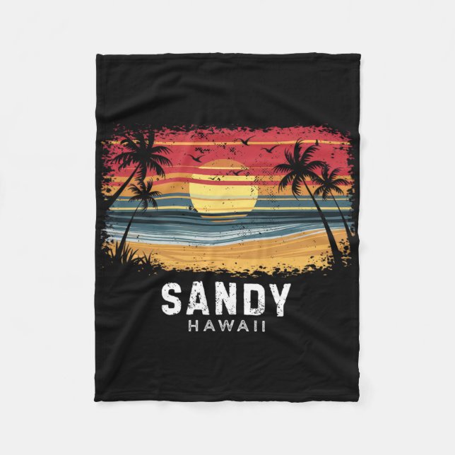 Sandy Beach Hawaii Surfboard Beach  Fleece Blanket (Front)