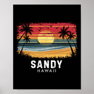 Sandy Beach Hawaii Surfboard Beach  Poster