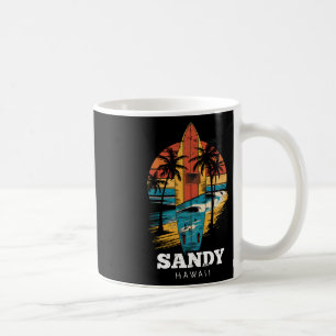 Sandy Beach Hawaii Surfboard Surfing Retro Coffee Mug