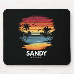 Sandy Beach Hawaii Surfboard Surfing Vintage Mouse Mat