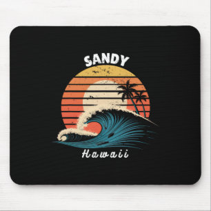 Sandy Beach Hawaii Women Men Surfboarding Mouse Mat