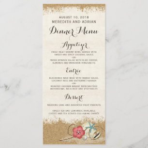 Sandy Beach Hibiscus & Shells Wedding Dinner Menu