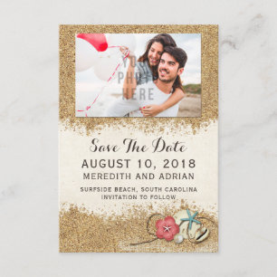 Sandy Beach Hibiscus Wedding Save The Date Photo