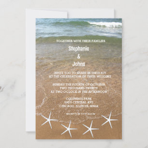 Sandy Beach Ocean Starfish Destination Wedding Invitation
