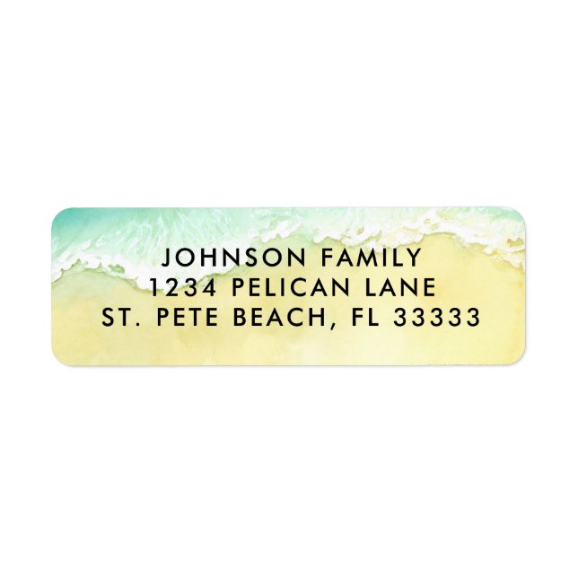 Sandy Beach Ocean Waves Return Address (Front)