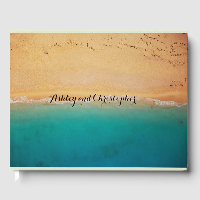Sandy Beach Personalised Wedding Guestbook (Front)