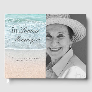 Sandy Beach Photo Memorial Funeral Guest Book