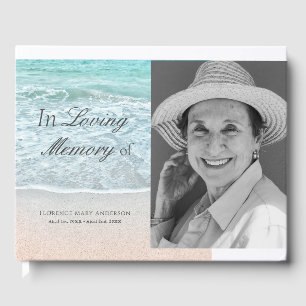 Sandy Beach Photo Memorial Funeral Guest Book