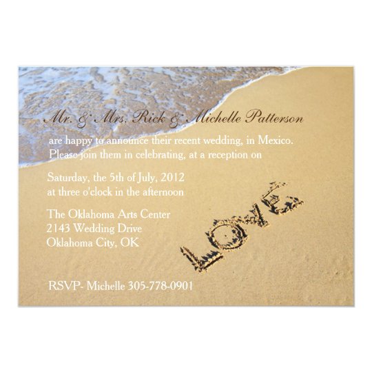 Sandy Beach Post Wedding Reception Invitation Zazzle Co Uk