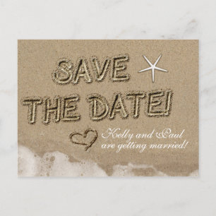 Sandy Beach SAVE THE DATE Wedding Date Postcard