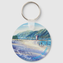 Sandy Beach Scene of Juneau Alaska Watercolor Art 