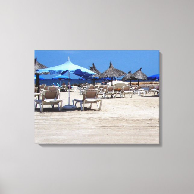 Sandy Beach Scene with Chairs & Umbrellas Wall Art (Front)