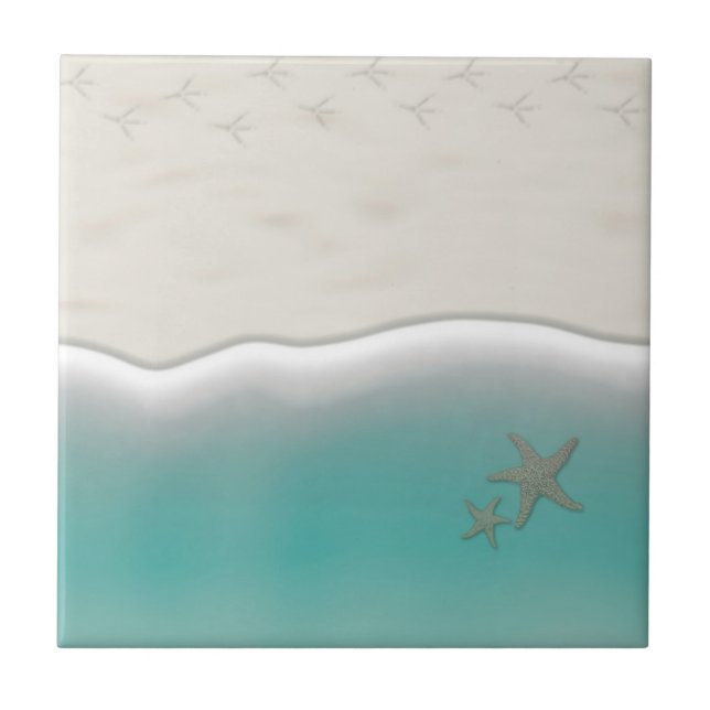 Sandy beach sea water with starfish tile (Front)