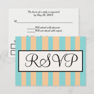 Sandy Beach Seafoam Blue Cabana Stripes RSVP Card