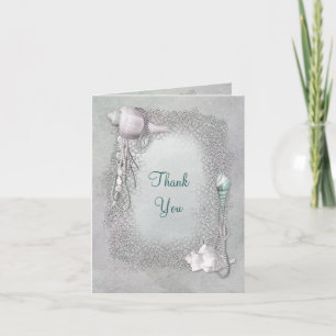Sandy Beach Seashells Pearls Thank You Cards