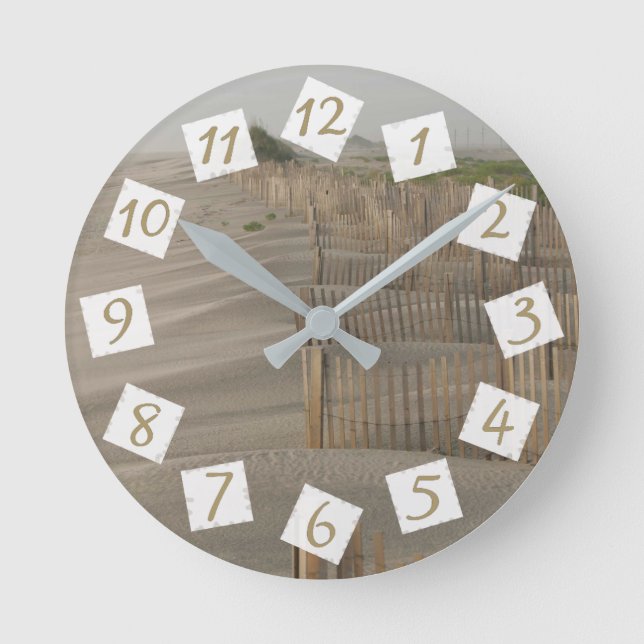 Sandy Beach Seaside Beach House Round Clock (Front)