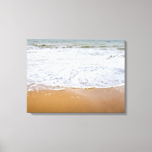 Sandy beach shoreline view canvas print