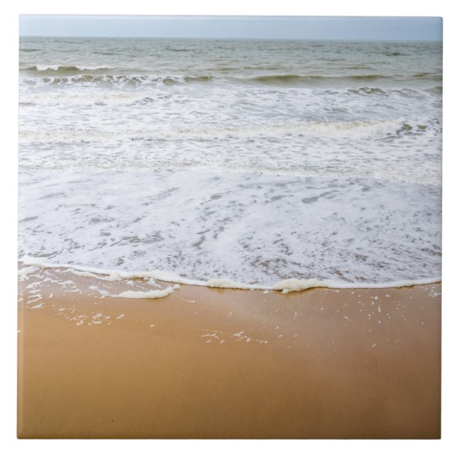 Sandy beach shoreline view ceramic tile (Front)