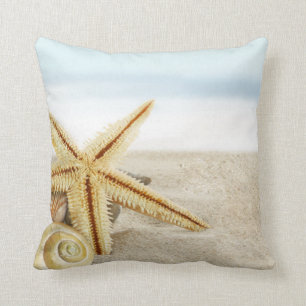Sandy Beach Starfish Seashells Cushion