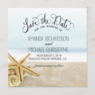 Sandy Beach Starfish Seashells Save the Date