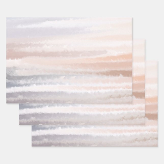 Sandy Beach Summer Tan Abstract Watercolor  Wrapping Paper Sheet (Set)