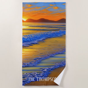 Sandy Beach Sunset Towel