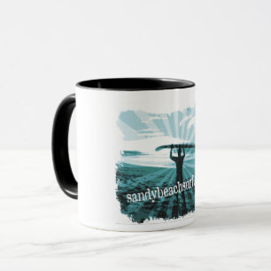 Sandy Beach Surfing Coffe Mug