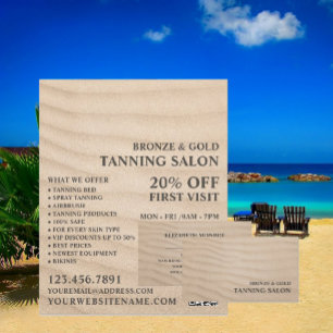 Sandy Beach, Tanning Salon Advertising Flyer