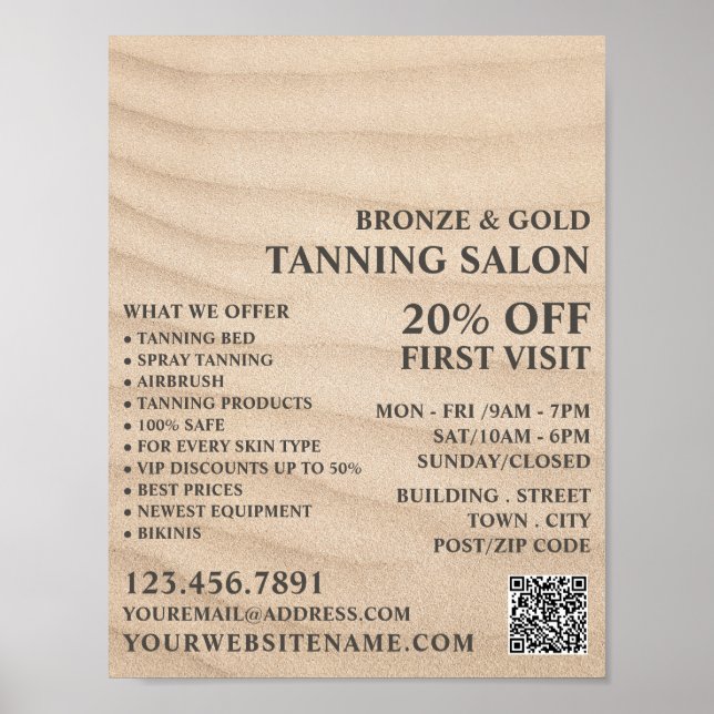 Sandy Beach, Tanning Salon Advertising Poster (Front)