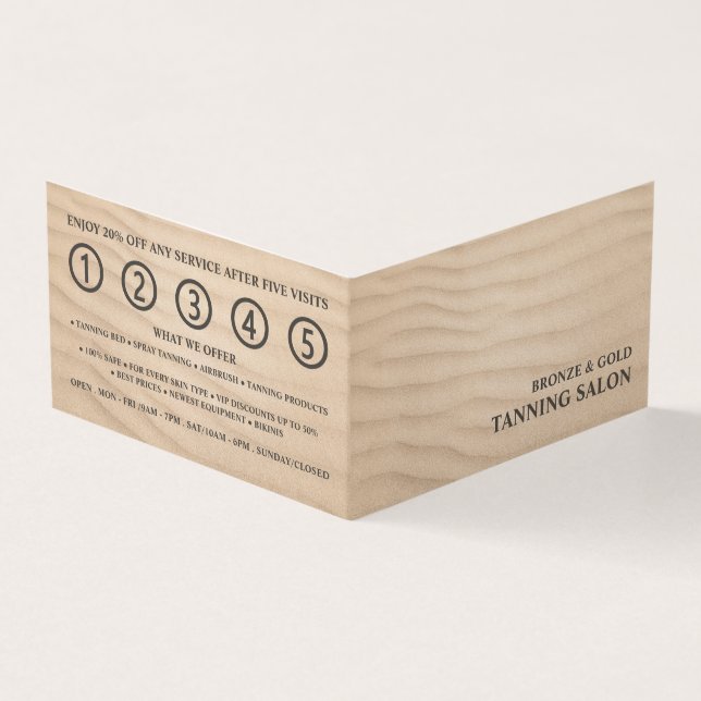 Sandy Beach, Tanning Salon, Detailed Loyalty Card, Business Card (Outside)