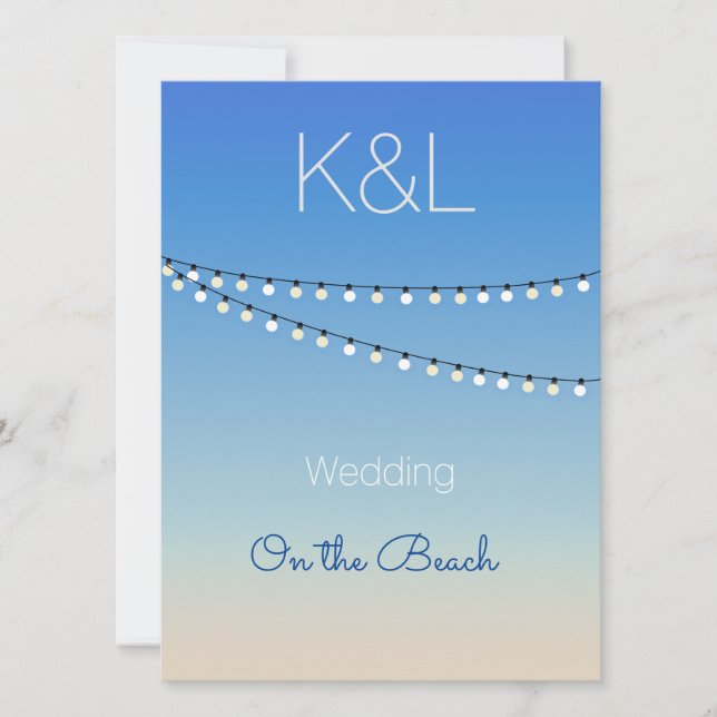 Sandy beach  watercolor invitation (Front)
