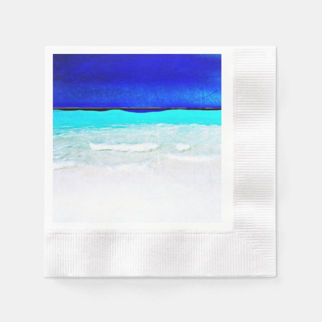 Sandy Beach Watercolor Wedding Napkins (Front)