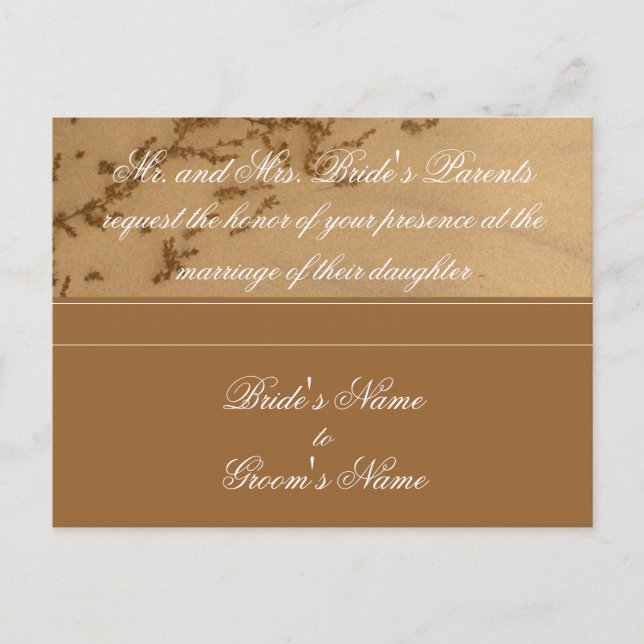Sandy Beach Wedding Invitation postcard. Postcard (Front)