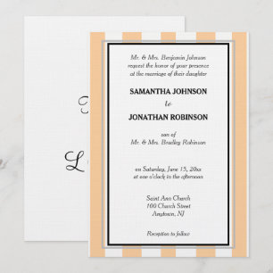 Sandy Beach White Cabana Stripes Love Invitation