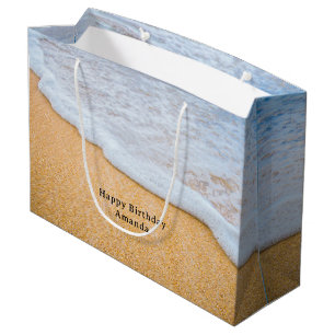 Sandy Beach with Foamy Surf Birthday Large Gift Bag