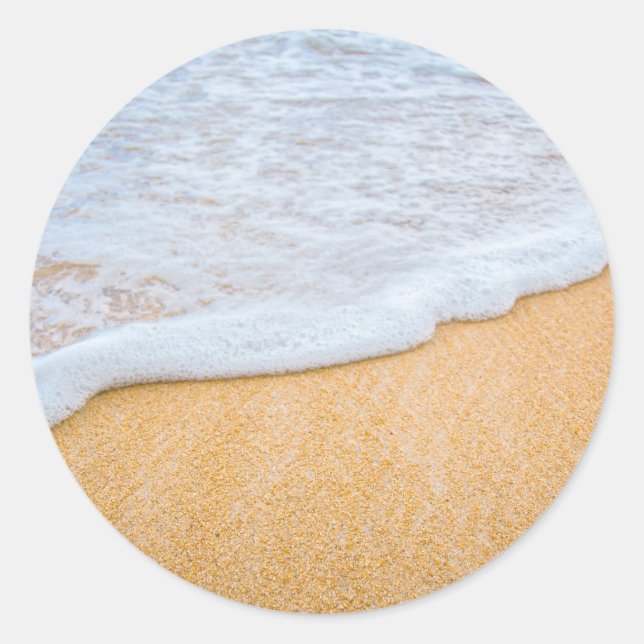 Sandy Beach with Foamy Surf Classic Round Sticker (Front)