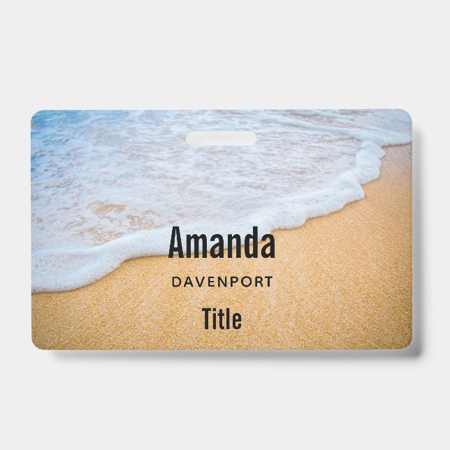Sandy Beach with Foamy Surf ID Badge (Front)