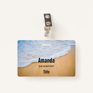 Sandy Beach with Foamy Surf ID Badge