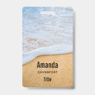 Sandy Beach with Foamy Surf ID Badge