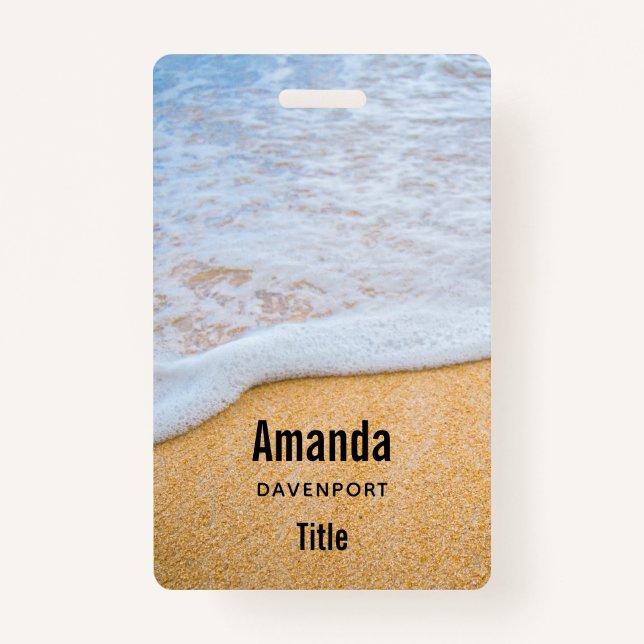 Sandy Beach with Foamy Surf ID Badge (Front)