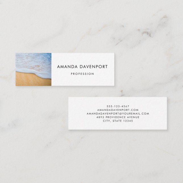 Sandy Beach with Foamy Surf Mini Business Card (Front/Back)