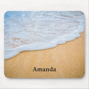 Sandy Beach with Foamy Surf Mouse Mat