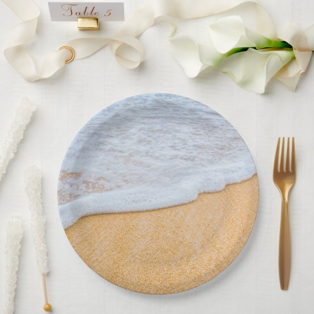 Sandy Beach with Foamy Surf Paper Plate (Wedding)