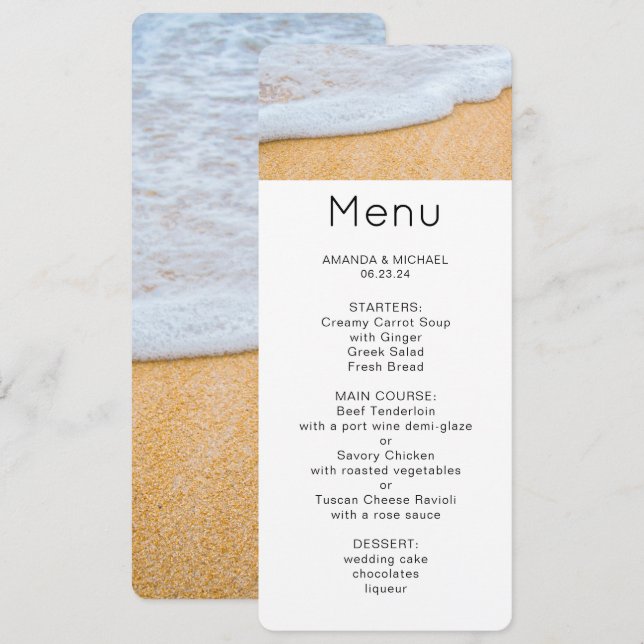 Sandy Beach with Foamy Surf Photo Invitation (Front/Back)