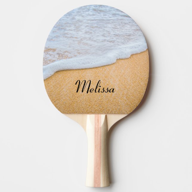 Sandy Beach with Foamy Surf Ping Pong Paddle (Front)