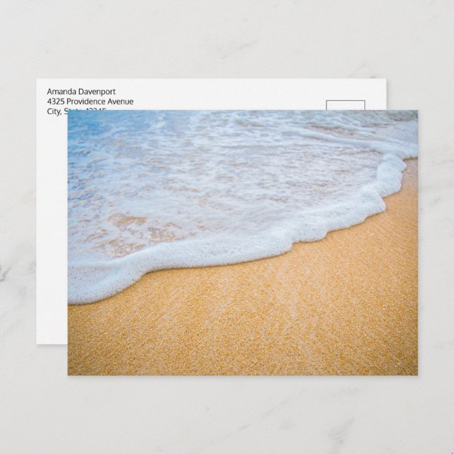 Sandy Beach with Foamy Surf Postcard (Front/Back)