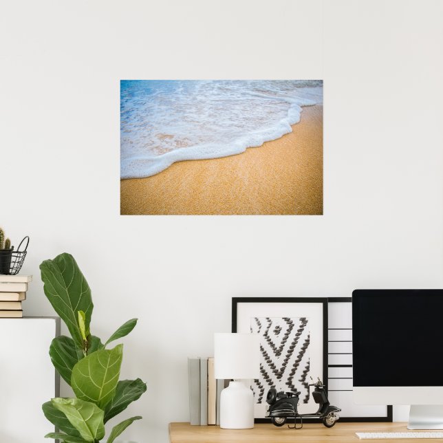 Sandy Beach with Foamy Surf Poster (Home Office)