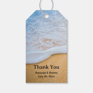 Sandy Beach with Foamy Surf Wedding Thank You Gift Tags