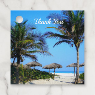 Sandy Beach With Palm Trees and An Ocean View Favour Tags